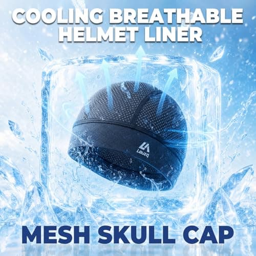 Lauzq 3Pack Cooling Breathable Mesh Skull Cap Helmet Liner, Sweat & Quick Dry Cycling Motorcycle Hard Hat Liner for Men Women