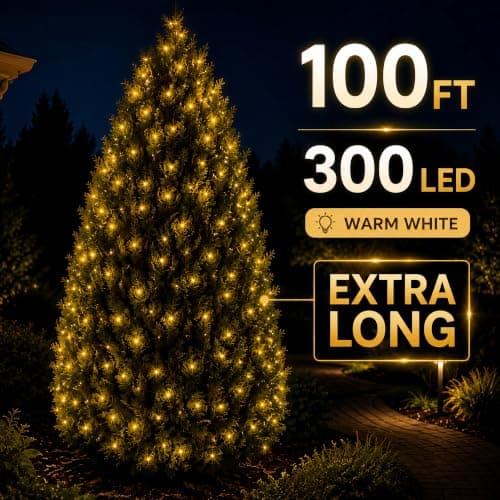 Cravonel 100FT 300 LED Solar Fairy Lights Outdoor Waterproof, Warm White