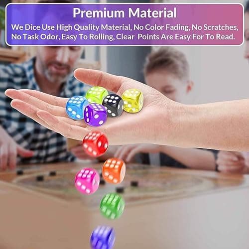 Rerdeim 110 Pieces Dice Set, Colored Game Bulk Dices, Colorful Dices, 6 Sided Dice for Classroom Teaching, Board Game, Playing, Rolling, Small Six Sided 11 Color Red, Yellow, Blue, Green and More — view 4