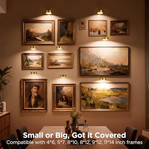 4-Pack Picture Lights for Wall, Rechargeable Cordless Remote Poster Lights, Dimmable Painting Lights with 3 CCT & 12 RGB, Magnetic LED Art Display Lights for Dashboard, Bedroom, Living Room, Hallway — view 5