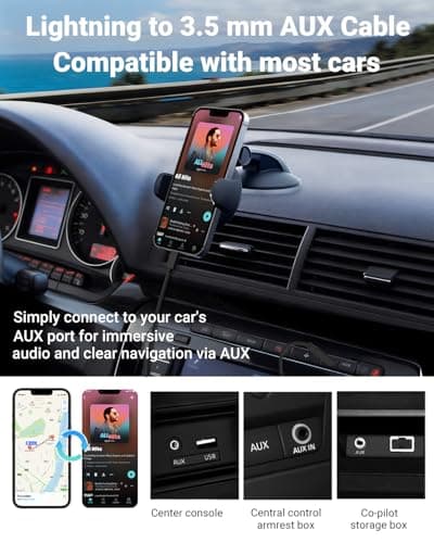 Aux Cord for iPhone,[Apple MFi Certified] Lightning to 3.5 mm AUX Cable for Car Stereo, Speaker, Headphone, Auxiliary Audio Cable Compatible with iPhone 14 13 12 11 XS XR X 8 7 3.3FT Black