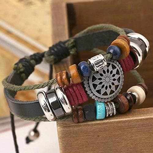 OYEFLY Vintage Bohemia Beaded Bracelet, Multilayer Hand Woven Wristbands, Hemp Cords Wrap Bracelet Jewelry for Men and Women (Black) — view 2