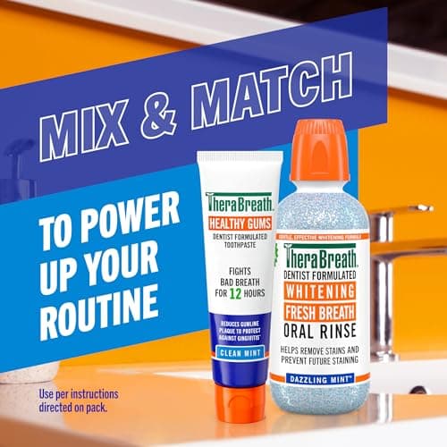TheraBreath Healthy Gums Toothpaste, Fights Bad Breath for 12 Hours, with Stannous Fluoride for Anticavity & Gingivitis Protection, Clean Mint, 4 Oz, 2-Pack — view 5