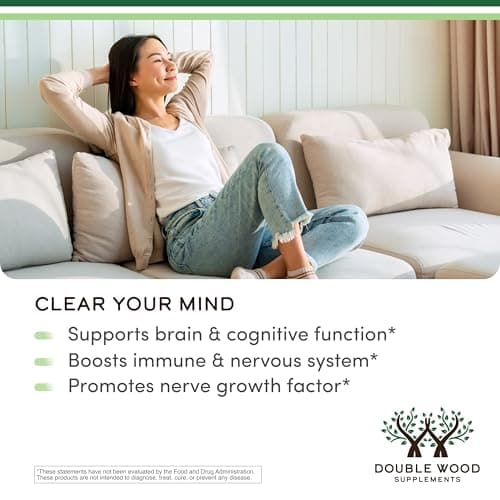 Organic Lions Mane Mushroom Capsules (120 Count), for Focus Support and Immune Health, Third Party Tested and Grown in The USA - by Double Wood — view 4