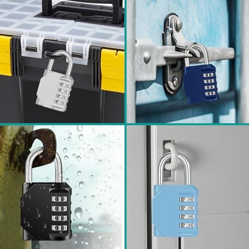 ZHEGE Combination Lock for Locker, 4 Digit Resettable Combo Lock (Sky Blue) — view 4