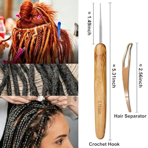 5 Pack Dread Crochet Hooks, 0.75mm Multi Heads Hair Loc Tool — view 2