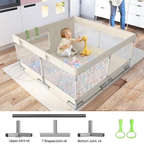 Fodoss Playpen Baby, 47x47inch Play Pen, Small Playard,Playpen for Apartment, Play Yard, Baby Activity Play Fence, Extra Large Playard, Parc Pour bébé