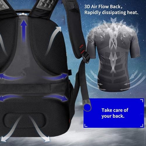 SHRRADOO Extra Large 50L Travel Laptop Backpack with combination lock,High School College Backpack Airline Approved Business Work Bag Fit 17 Inch Laptops for Men Women,Black — view 4