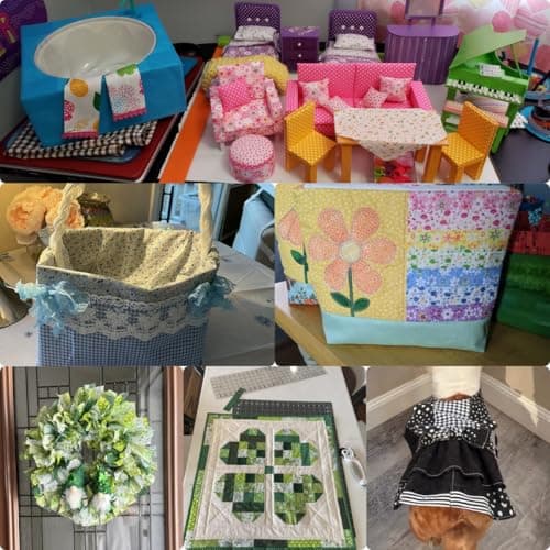 Cotton Fabric DIY Making Supplies Quilting Patchwork Fabric Fat Quarter Bundles DIY for Quilting Cotton Patchwork Cushions (Flowers Square, 9.8" x 9.8") — view 3