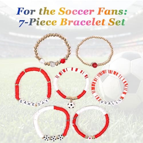 AICase Soccer Bracelets for FIFA World Cup 2026 Gifts, Game Day Canada Soccer Fan Merch Bracelet Gear Merchandise Jersey Outfits Jewelry Accessories for Women Men Soccer Moms Party Favors Birthday