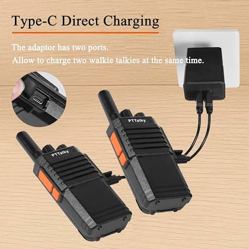 PTTalky Walkie Talkies for Adults FR2, Long Range 2 Way Radios,USB-C Charging, Compact Walkie Talkie for Warehouse Factory(10 Pack)