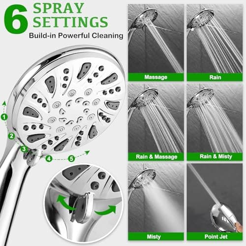 OHDAY® High Pressure Shower Head with Handheld Built-in Power Wash 6-Mode