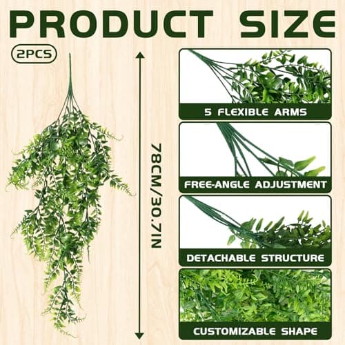 Foyods 2PCS Reptile & Amphibian Habitat Plants (L30 xW5.1'') - Fake Plants for Reptiles, Artificial Hanging Terrarium Plants for Bearded Dragon Snake Geckos Chameleon & Fake Hanging Terrarium Plants