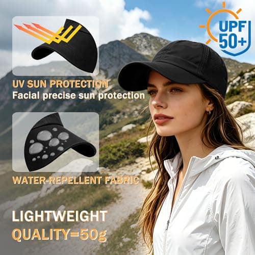 WXGKSA Womens Criss Cross Ponytail Baseball Cap, Adjustable High Messy Bun Sun Hat Quick Drying UV Protection Breathable Sport Cap for Outdoor Activities (US, Alpha, One Size, Black+Black) — view 3