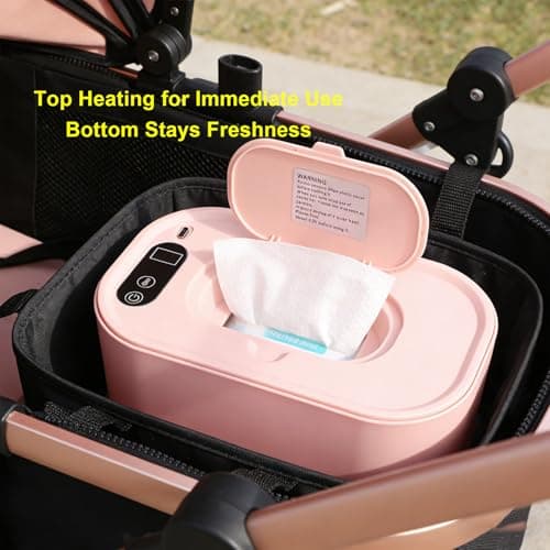 Wipe Warmer Portable Digital Display Top Heating Holder Fits for 80 Wipes Temp Nursery Home Use Pinkish