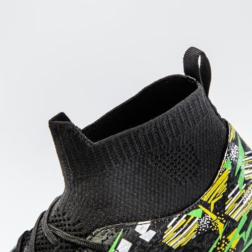 PMKZSES High-Top Soccer Cleats for Outdoor Training Matches Football Shoes Black — view 4