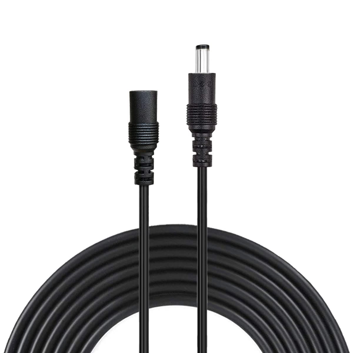 5m Cable de Extensión Plug DC 2,1 mm x 5,5 mm Macho a Hembra Conector para Adaptador de Corriente, LED, Cámara CCTV Potencia, Coche, Monitores y Más - Negro