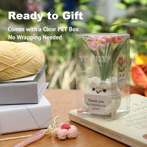 YOOJEE Teacher Gifts for Women Teacher Appreciation Positive Inspirational Graduation Gifts “Thank You for Helping Me Grow!” Thank You Crochet Gift for Teacher from Students — view 5