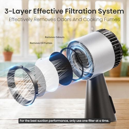 Portable Range Hood, Desktop Portable Kitchen Exhaust Fan, Detachable Aluminum Grease Filter, Large Oil Collection Cup, Low Noise, 3 Speed Portable Exhaust Fan for Cooking, Indoor Hot Pot, and BBQ — view 4