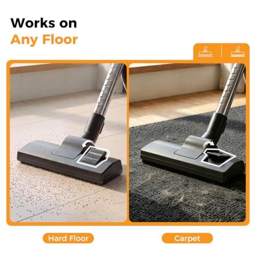 NEWBULIG Canister Vacuum Cleaners for Home, Strong Suction Bagless Vacuum Cleaner, 1000W 16Kpa for Hard Floor and Carpet, Retractable Cord,1.8L Large Dust Cup, Green — view 4