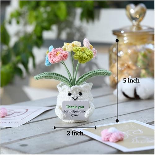 YOOJEE Teacher Gifts for Women Teacher Appreciation Positive Inspirational Graduation Gifts “Thank You for Helping Me Grow!” Thank You Crochet Gift for Teacher from Students — view 3