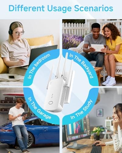 WiFi Extender, Wall - Plug Home 2.4G WiFi Extender Signal Booster – 10888 Sq Ft, 80 Devices Supported & 1-Tap Simple Setup, WiFi Repeater for Home & Outdoor Use — view 2