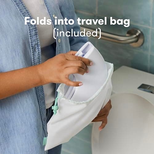 Frida Baby Fold-and-Go Portable Potty Seat for Toilet, Foldable Travel Potty Seat for Toddler, Fits Round & Oval Toilets, Non-Slip Base, Handles, Includes Free Travel Bag — view 5