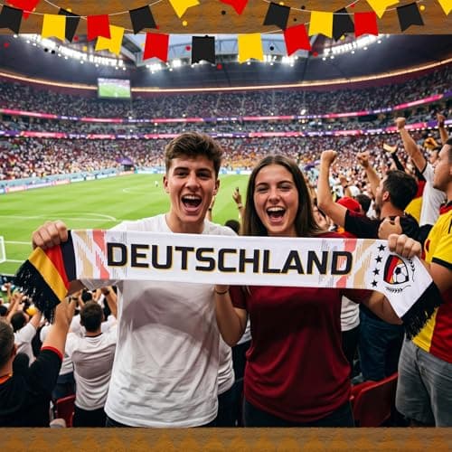 Eurzom 1 Pcs Germany Soccer Fan Scarf 59" x 6.7" Soccer Fans Souvenir German National Team Scarf Double Sided Print Sports Patriotic Shawl Match Gift for Man — view 5