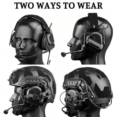 Tactical Shooting Headset with U94 PTT Noise Reduction & Sound Pickup Ear Protection，Dual-Use Helmet Compatible Design(Cb)