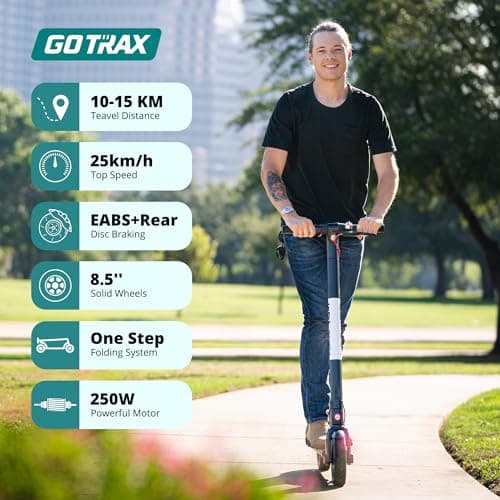 Gotrax GXL V2 Electric Scooter, 8.5" Tire, Max 15 Km and 25Km/h Speed By 250W Motor, EABS and Rear Disk Brake, Lightweight Aluminum Alloy Frame Cruise Control Foldable Escooter for Adults, Black