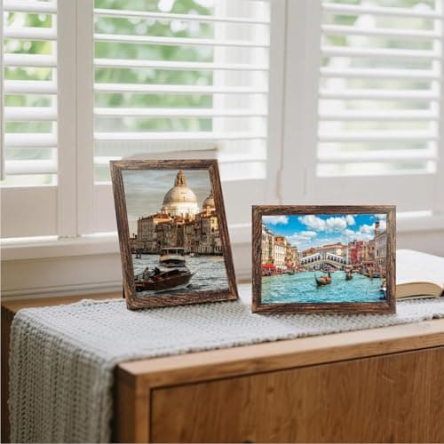 BESCRCL 5x7 Picture Frame Wall or Tabletop, Engineered Wood Frames for 5 x 7 Picture, Brown, 1 Pack — view 3