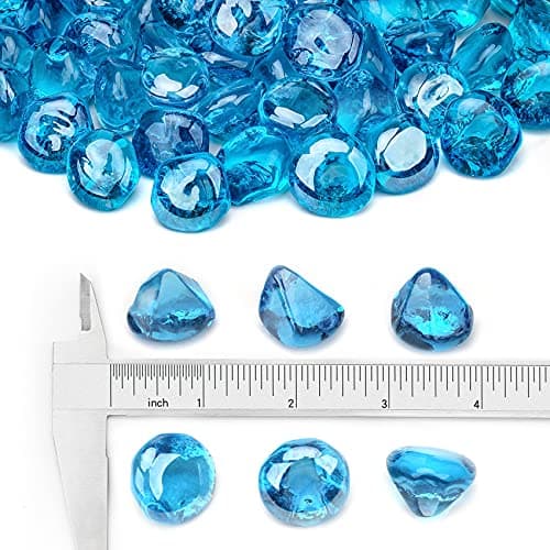 Stanbroil 10-Pound Reflective Fire Glass Diamonds - 1/2 inch Luster Fire Glass for Fireplace Fire Pit and Landscaping, Caribbean Blue Luster