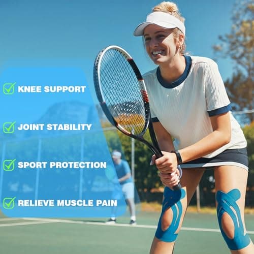 12PCS Precut Kinesiology Tape for Knees - Waterproof Knee Support Tape,Cotton Elastic Athletic KT Tape,Pain Relief Muscle Joint Support,6 Colors Easy Apply Precut Strips,2 Per Color