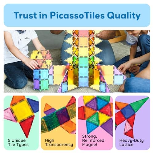 PicassoTiles 100 Piece Set 100pcs Magnet Building Tiles Clear Magnetic 3D Blocks Construction Playboards, Creativity Beyond Imagination, Inspirational, Recreational, Educational Conventional — view 5