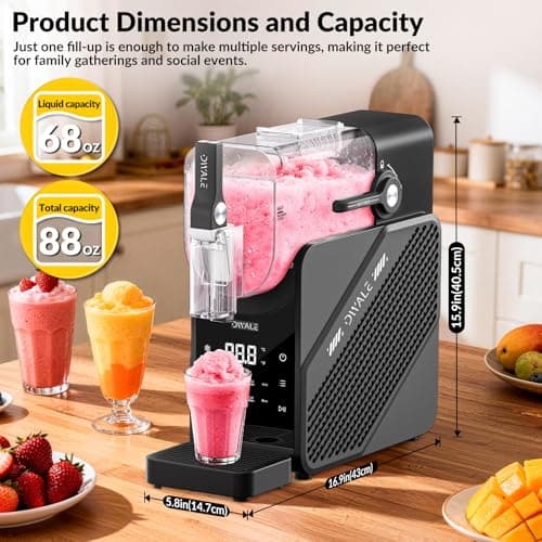Slushy Machine 88 oz, 7-in-1 Slushie Machine for Home, Professional Frozen Drink Maker with LED Display, Auto-Clean, No Ice Needed, for Frozen Drinks & Desserts, for Home & Parties