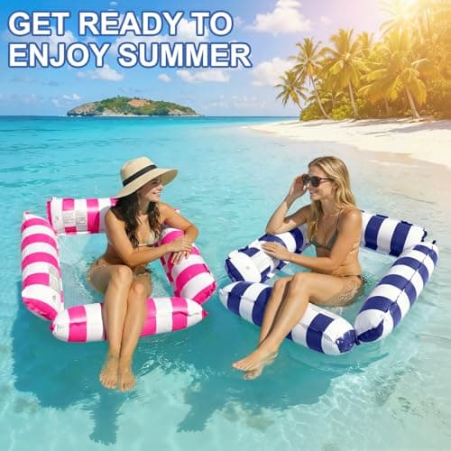 Korlon Tec 2 Pack Pool Floats Adult, 4-in-1 Multi-Purpose Inflatable Pool Floats Water Hammock Lounge Chair, Pool Rafts Floaties for Adults Swimming Summer Lake Beach — view 3