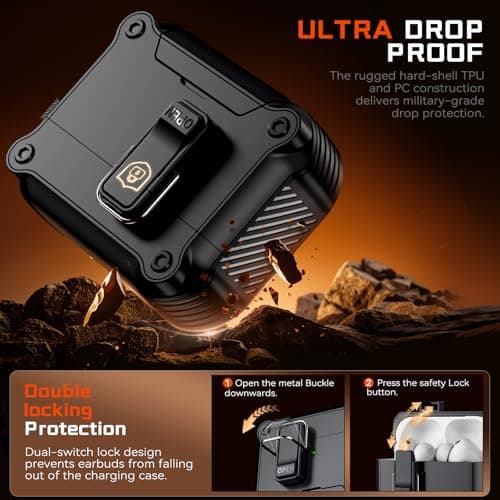 Inesore for AirPods Pro 3 Case with Secure Lock (Black) — view 5