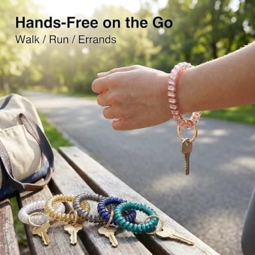 BIHRTC 6pcs Wrist Coil Keychain Car Key Holder Key Ring Bracelet Plastic Spiral Spring Flexible Stretchable Wrist Band Wristlet Key Chain Sauna Accessories for Sauna Gym Pool Outdoor Sports Activity — view 3