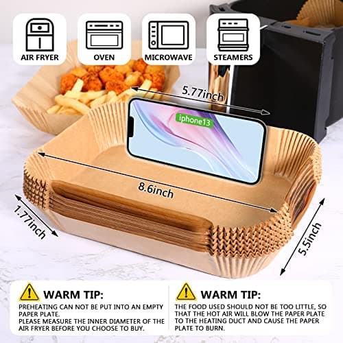 AYGXU Air Fryer Paper Liners, 260 Disposable Parchment Paper Liners, 8.6''*5.5'', Rectangle,Food Grade and Baking Waterproof Oil Proof, Roasting