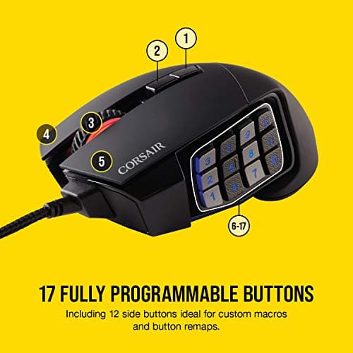 Corsair Scimitar RGB Elite Wired MOBA/MMO Gaming Mouse – 18,000 DPI – 17 Programmable Buttons – iCUE Compatible – PC, Mac, PS5, PS4, Xbox – Black — view 2