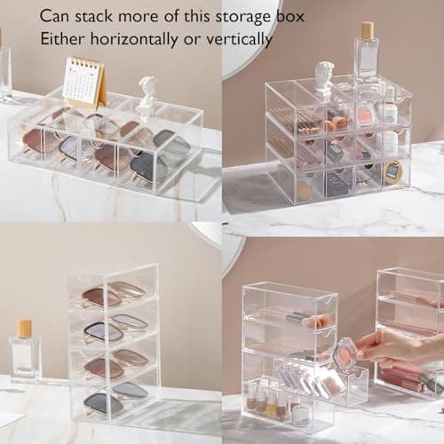 Sunglass Storage Box, Acrylic Eyeglass Organizer, Make-up Storage Drawer Tray, Jewelry Trays, Type Strong Load-bearing Easy Access 4-Layer Transparent Visual Sunglasses Case Home Office Using — view 4