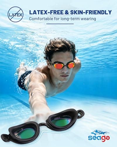 Seago 2 Pack Professional Racing Goggles Swimming Adult Men Women Youth, Anti-Fog UV Protection Clear View Mirrored Coating, 360° Foldable Adjustable Nose Bridge Suitable for Competition & Training — view 5