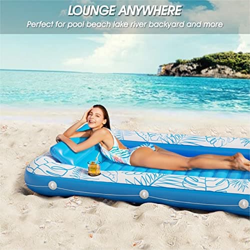 Inflatable Tanning Pool Lounger Float - Jasonwell 4 in 1 Sun Tan Tub Sunbathing Pool Lounge Raft Floatie Toys Water Filled Tanning Bed Mat Pad for Adult Blow Up Kiddie Pool Kids Ball Pit Pool (L) — view 3