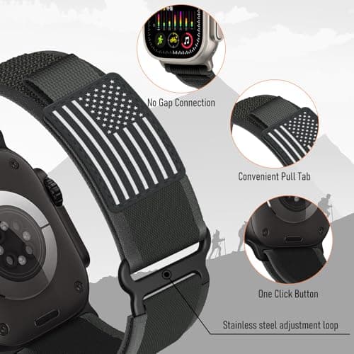 Nylon Trail Loop for Apple Watch Ultra 3/2 band 49mm 46mm 45mm 44mm 42mm 41mm 40mm 38mm, Breathable Sport Strap for Apple Watch bands men women, Soft Stretchy iWatch Series 11/10/9/8/7/6/5/4/3 SE3/2 — view 2