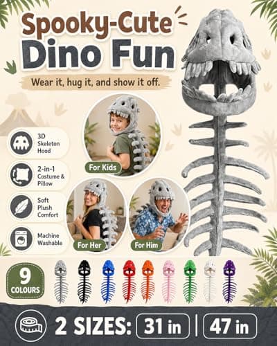 Dinosaur Skeleton Costume, Dinosaur Costume, Fun 3D Spinosaurus Outfitwith, Cosplay Play, Washable (Pink, 31 in)