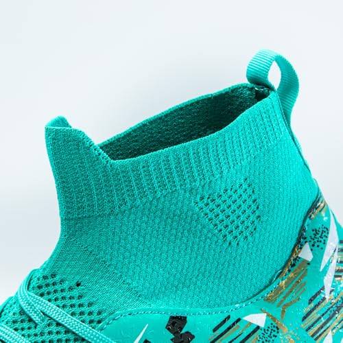 PMKZSES High-Top Soccer Cleats for Outdoor Training Matches Football Shoes Green — view 4