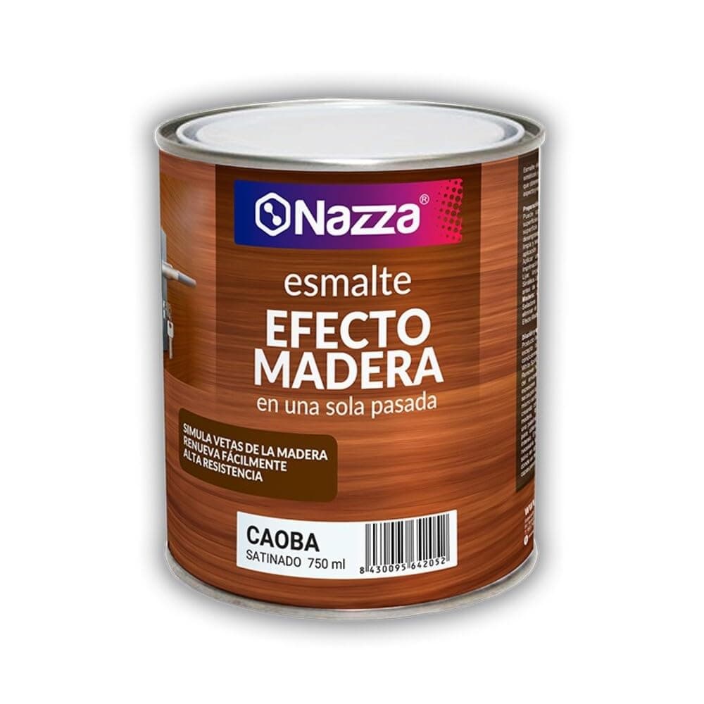 Nazza Pintura Efecto Madera para superficies metálicas, minerales o de madera - Simula las vetas naturales en una sola pasada - Disponible en Nogal, Cerezo y Caoba - Formato 750ml (Nogal)