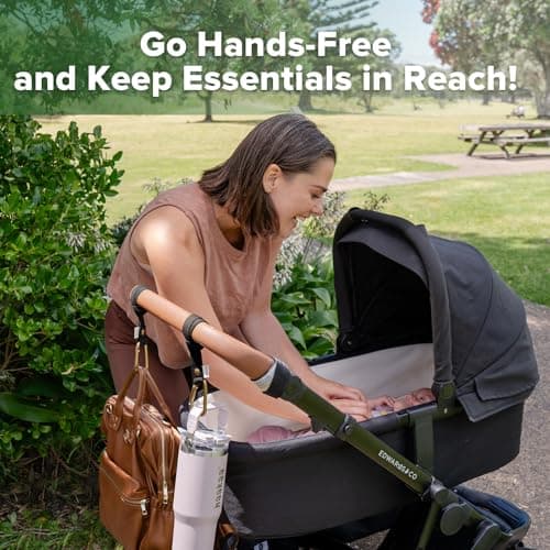 haakaa Baby Stroller Hooks for Bags丨Universal Stroller Clips and Hooks, Non-Slip with One-Hand Opening, Multipurpose Stroller Straps for Diaper Bags, Backpacks, Bikes & Shopping Carts - Black, 2 Pack — view 2