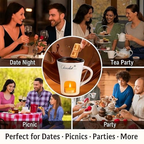CREHNIL Chocolate Melting Mug Cheese Candy Mini Fondue Pot With Forks — view 5