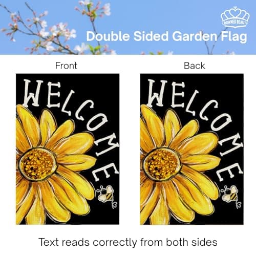 CROWNED BEAUTY Spring Summer Daisy Bee Garden Flag for Outside 12x18 Inch — view 4